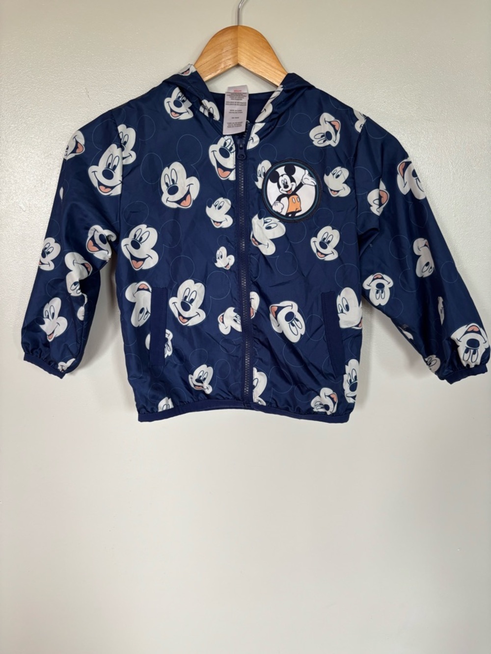 Disney Junior Mickey Mouse HAS EARS 5 navy Blue Windbreaker Jacket